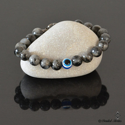 Evil Eye Bracelet - Mens Beaded Bracelet - Evil Eye Jewelry Gifts for Men - Labradorite Jewelry for Men - Boho Blue Eye Protection Bracelet