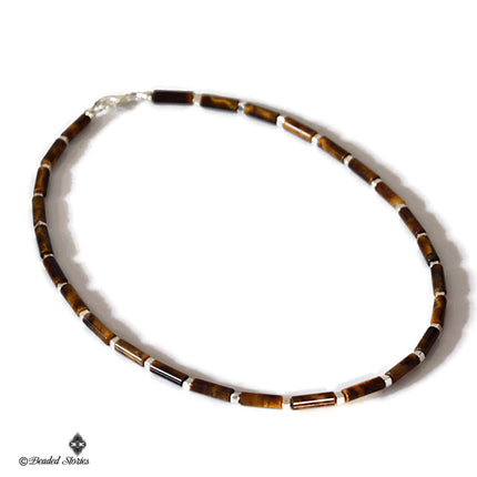 Tiger Eye Beaded Necklace for Men - Mens Jewelry - Mens Necklace - Surfer Choker Necklace - Tribal Jewelry for Men - Christmas Gifts for Men