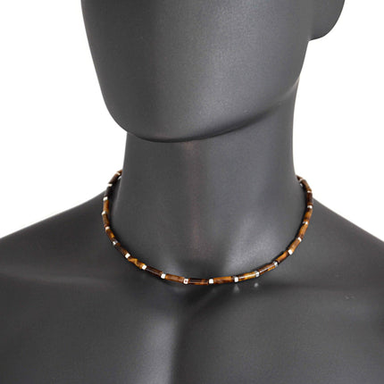 Tiger Eye Beaded Necklace for Men - Mens Jewelry - Mens Necklace - Surfer Choker Necklace - Tribal Jewelry for Men - Christmas Gifts for Men