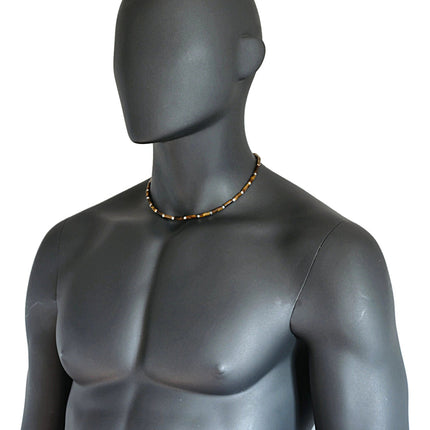 Tiger Eye Beaded Necklace for Men - Mens Jewelry - Mens Necklace - Surfer Choker Necklace - Tribal Jewelry for Men - Christmas Gifts for Men