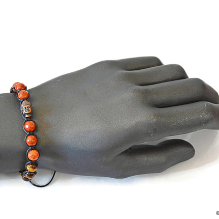 Buddha Bracelet for Men - Boho Beaded Bracelet - Spiritual Shambhala Mens Bracelet - Red Jasper Tigers Eye Bracelet - Birthday Gift for Men