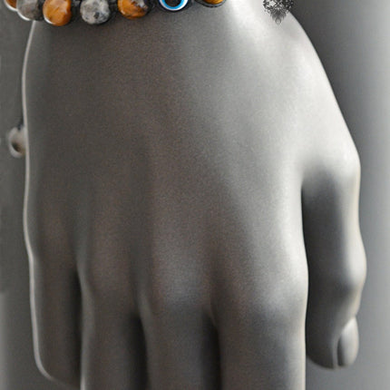 Evil eye jewelry Evil eye bracelet Mens bracelet Beaded bracelet Crystal jewelry Evil eye amulet Labradorite & Tigers Eye Groomsmen Gift