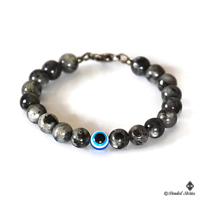 Evil Eye Bracelet - Mens Beaded Bracelet - Evil Eye Jewelry Gifts for Men - Labradorite Jewelry for Men - Boho Blue Eye Protection Bracelet