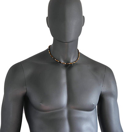 Tiger Eye Beaded Necklace for Men - Mens Jewelry - Mens Necklace - Surfer Choker Necklace - Tribal Jewelry for Men - Christmas Gifts for Men