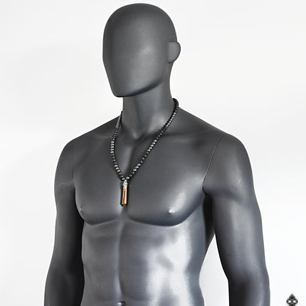 Mens necklace Black beaded necklace Healing crystal jewelry Protection necklace Black jewelry gifts for men Lava Hematite Tiger Eye necklace