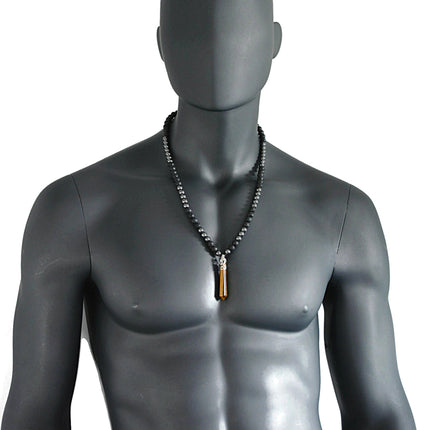 Mens necklace Black beaded necklace Healing crystal jewelry Protection necklace Black jewelry gifts for men Lava Hematite Tiger Eye necklace