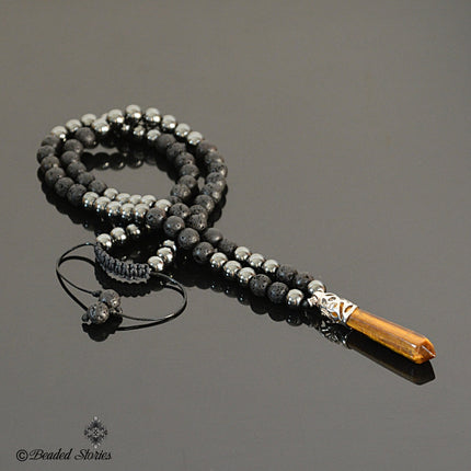 Mens necklace Black beaded necklace Healing crystal jewelry Protection necklace Black jewelry gifts for men Lava Hematite Tiger Eye necklace