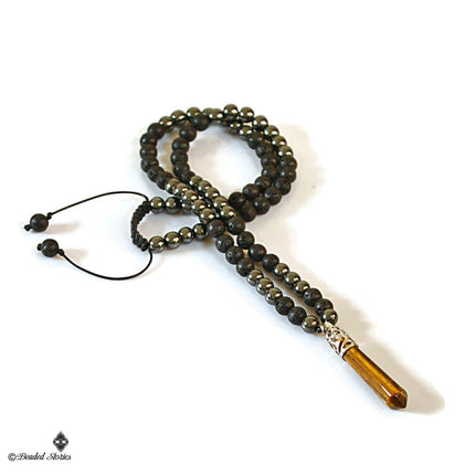 Mens necklace Black beaded necklace Healing crystal jewelry Protection necklace Black jewelry gifts for men Lava Hematite Tiger Eye necklace