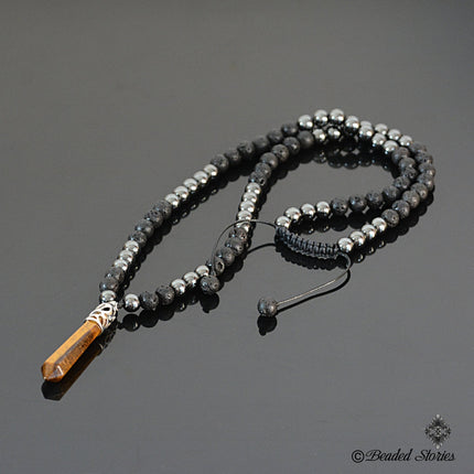 Mens necklace Black beaded necklace Healing crystal jewelry Protection necklace Black jewelry gifts for men Lava Hematite Tiger Eye necklace