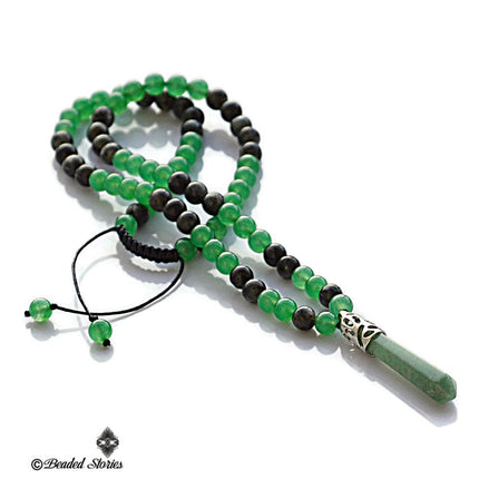 Shambhala necklace for men Green Aventurine necklace Good luck necklace Lucky gift Long necklace Healing jewelry Fathers Day gift idea