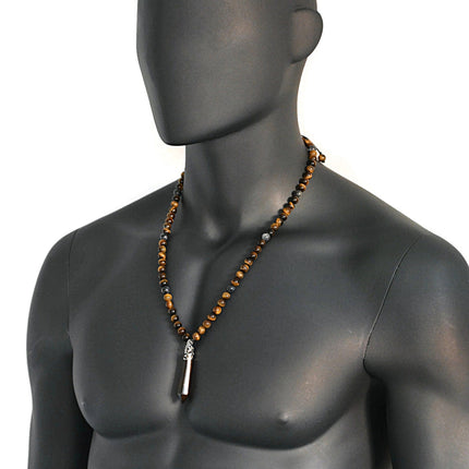 Long beaded necklace for men Men's crystal necklace Healing crystal jewelry Birthday gifts Shamballa Labradorite Tigers Eye point necklace