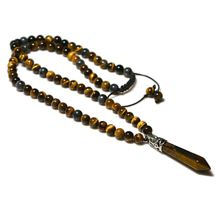 Long beaded necklace for men Men's crystal necklace Healing crystal jewelry Birthday gifts Shamballa Labradorite Tigers Eye point necklace