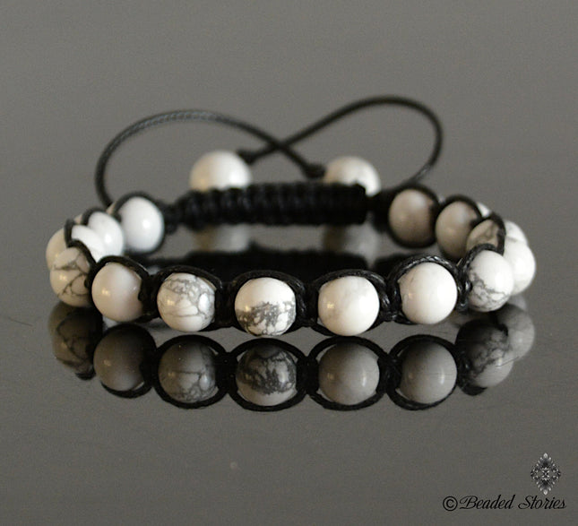 Beaded Bracelet for Men - Mens Bracelet - Beaded Bracelet - Healing Crystal Jewelry - Calming Bracelet - White Howlite Bracelet Gift for Him