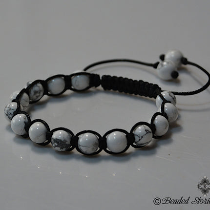 Beaded Bracelet for Men - Mens Bracelet - Beaded Bracelet - Healing Crystal Jewelry - Calming Bracelet - White Howlite Bracelet Gift for Him