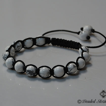 Beaded Bracelet for Men - Mens Bracelet - Beaded Bracelet - Healing Crystal Jewelry - Calming Bracelet - White Howlite Bracelet Gift for Him
