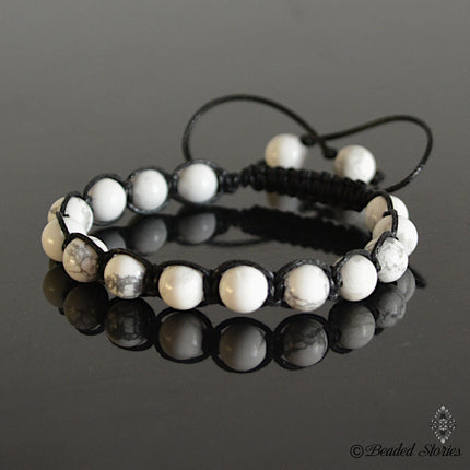 Beaded Bracelet for Men - Mens Bracelet - Beaded Bracelet - Healing Crystal Jewelry - Calming Bracelet - White Howlite Bracelet Gift for Him