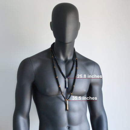 Mens Beaded Necklace - Men's Necklace - Scorpio Jewelry - Addiction Recovery Jewelry - Onyx & Unakite Necklace - Healing Shamballa Necklace