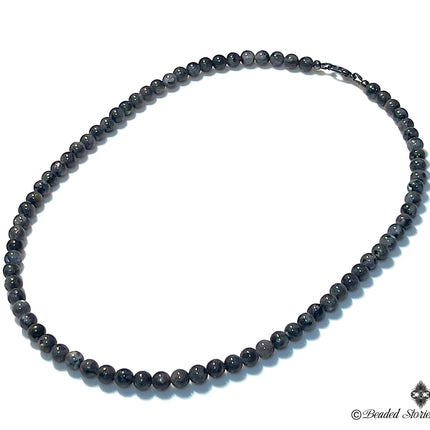 Mens Necklace - Gray Labradorite Necklace for Men -  Beaded Necklace - Protection Necklace – Choker Necklace - Healing Jewelry Gifts for Men