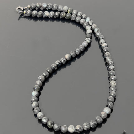 Mens Necklace - Gray Labradorite Necklace for Men -  Beaded Necklace - Protection Necklace – Choker Necklace - Healing Jewelry Gifts for Men