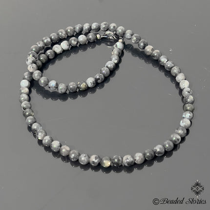 Mens Necklace - Gray Labradorite Necklace for Men -  Beaded Necklace - Protection Necklace – Choker Necklace - Healing Jewelry Gifts for Men