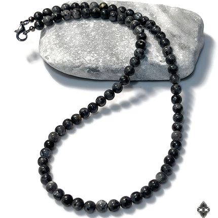 Mens Necklace - Gray Labradorite Necklace for Men -  Beaded Necklace - Protection Necklace – Choker Necklace - Healing Jewelry Gifts for Men