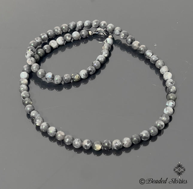 Mens Necklace - Gray Labradorite Necklace for Men -  Beaded Necklace - Protection Necklace – Choker Necklace - Healing Jewelry Gifts for Men